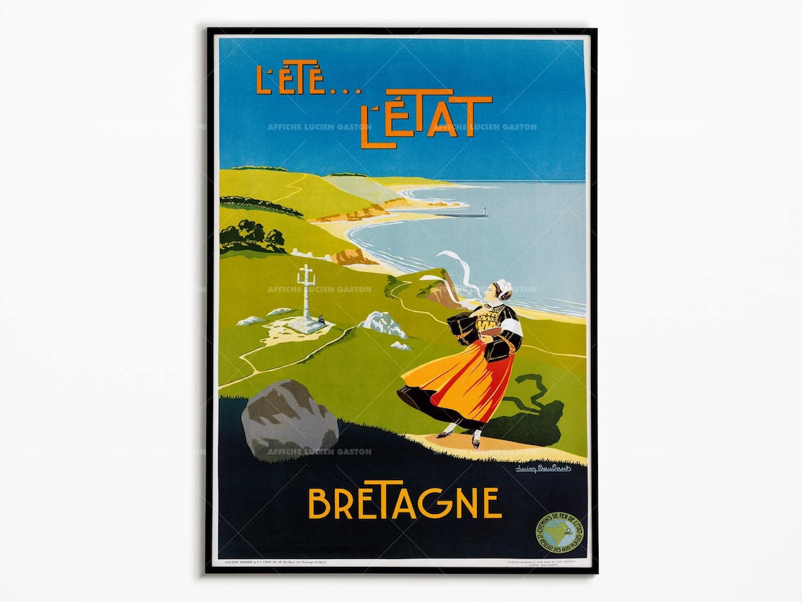 L Ete L Etat Bretagne Vintage French Coast Railway Travel Poster