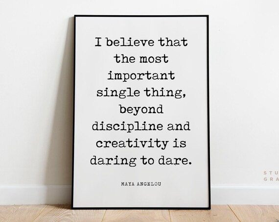 Maya Angelou Daring to Dare Creativity Vintage Typewriter Poster