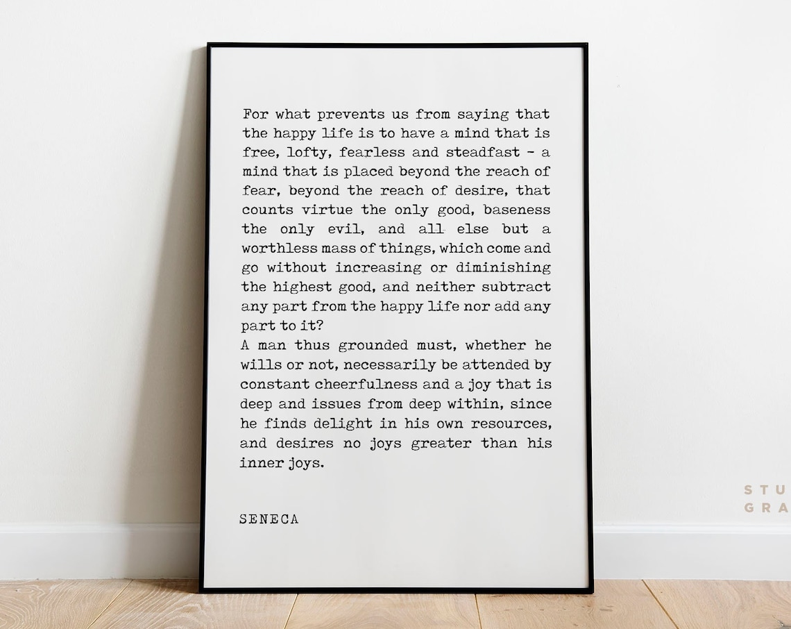 Seneca Inner Joy Free Steadfast Mind Stoic Philosophy Quote Print
