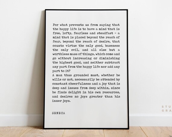 Seneca Inner Joy Free Steadfast Mind Stoic Philosophy Quote Print