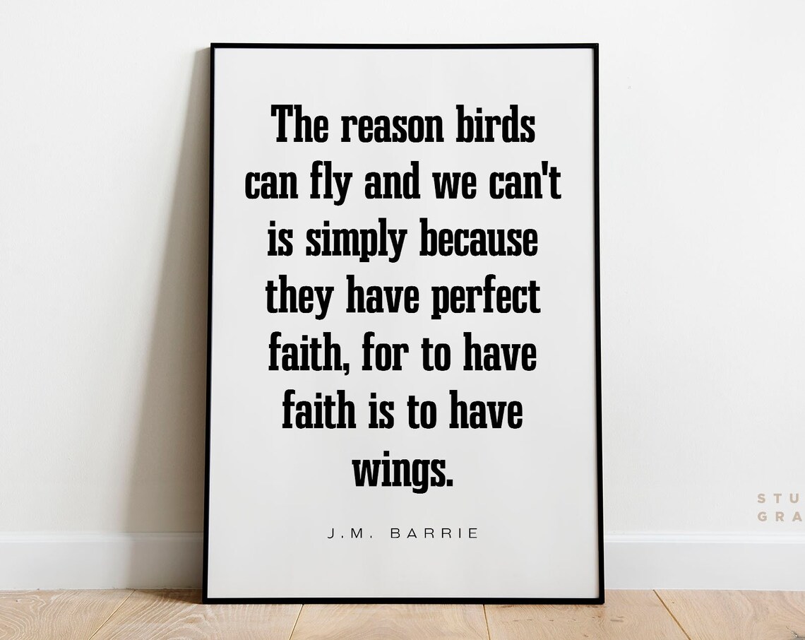 J.M. Barrie The Reason Birds Can Fly Bold Serif Faith Quote Poster