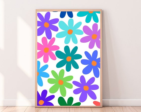 Cute Flowers Wall Art Kids Wall Art Girl Wall Art Flower Decor Downloads