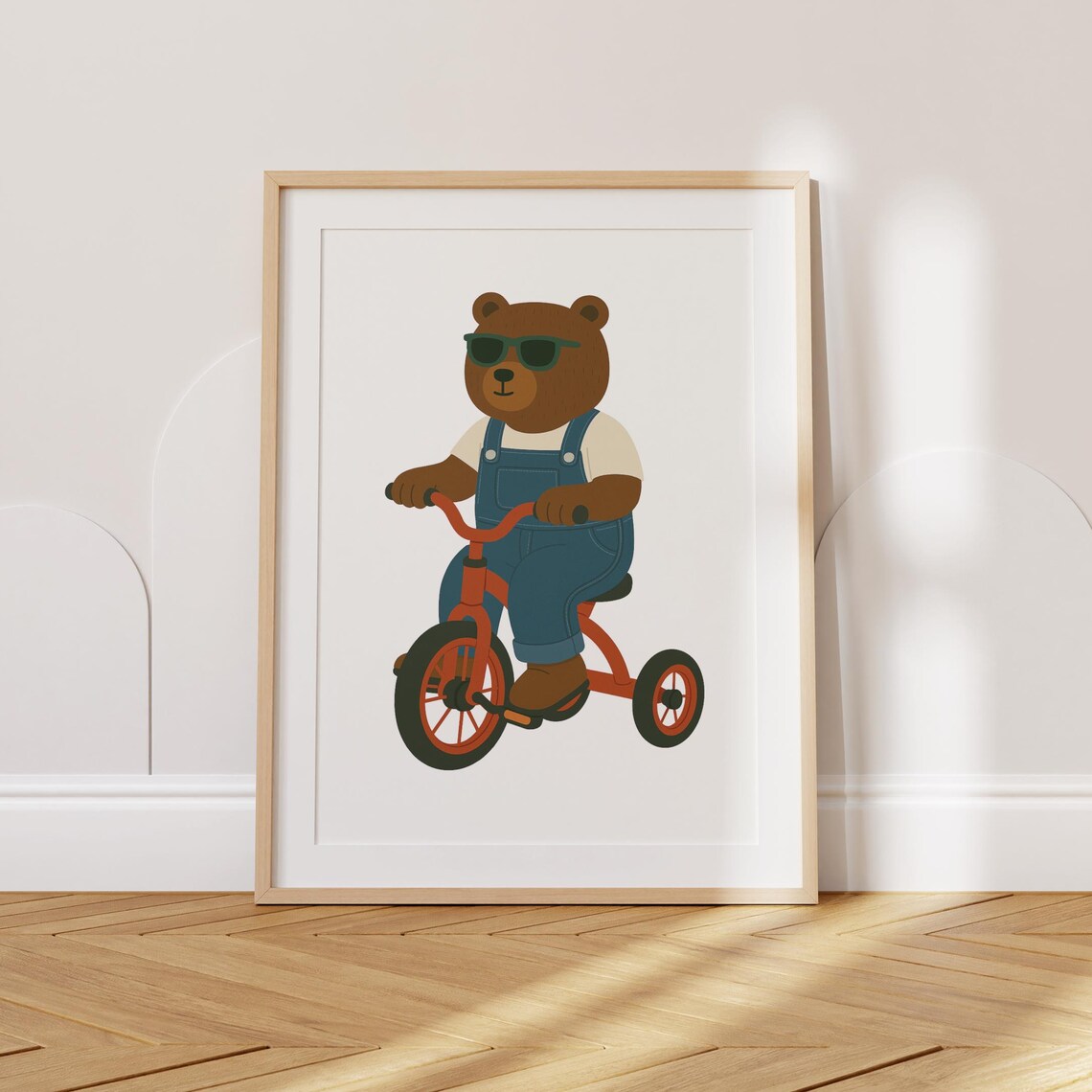 Cool Bear On Tricycle, Whimsical Nursery Art Print