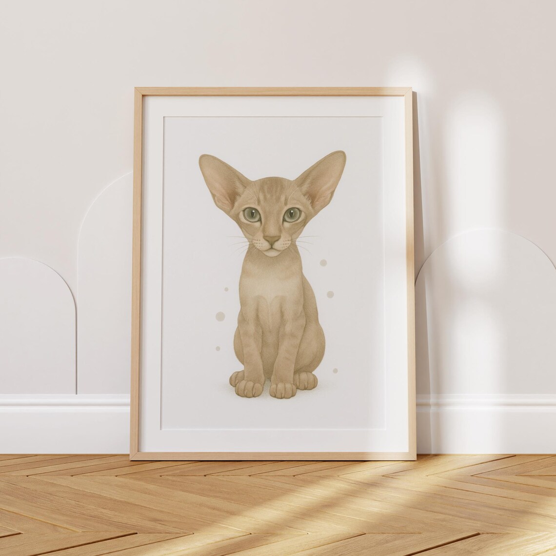Oriental Shorthair Fawn Kitten Watercolor Portrait Nursery Poster