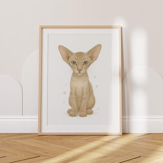 Cat Nursery Print Oriental Shorthair Kitten Wall Art Baby Animal Decor Cute Toddler Poster Kids Room