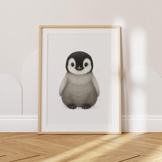 Adorable Baby Penguin Chick Portrait Arctic Nursery Kids Room Poster