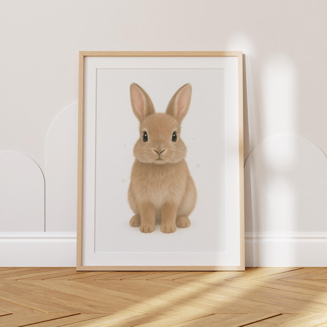 Cute Baby Bunny Portrait Soft Neutral Nursery Kids Room Art Poster
