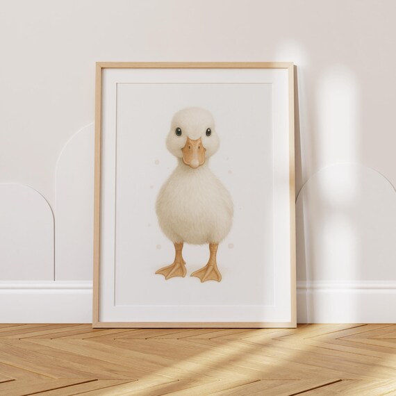 Adorable Baby Duck Duckling Portrait Neutral Nursery Kids Room Poster