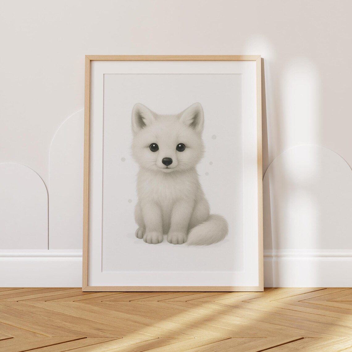 Adorable Baby Arctic Fox Portrait Cute Nursery Kids Room Wall Poster