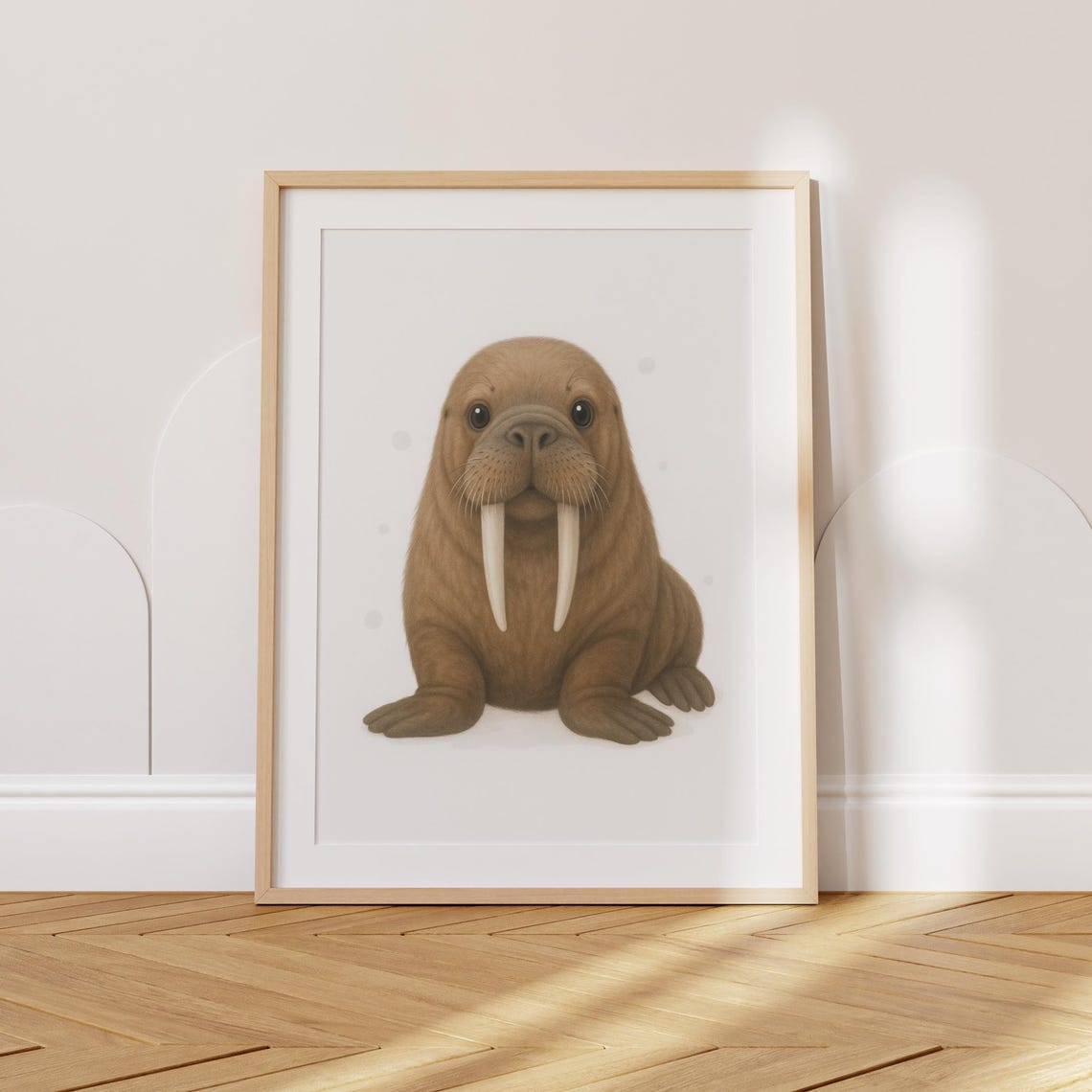 Baby Walrus Nursery Wall Art Cute Arctic Animal Instant Room Decor Poster For Kids