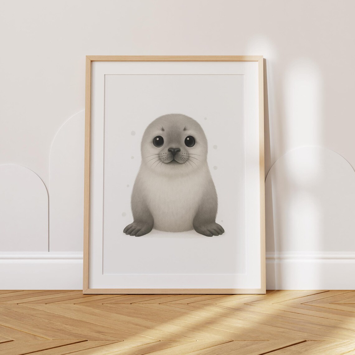 Cute Baby Seal Pup Portrait Sweet Arctic Nursery Kids Room Art Poster
