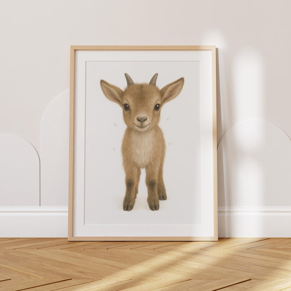 Sweet Baby Goat Kid Portrait Farm Nursery Kids Room Decor Poster