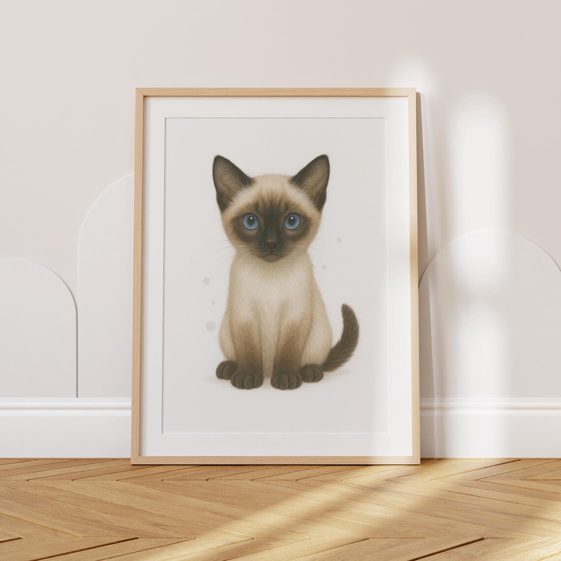 Siamese Kitten With Blue Eyes Watercolor Portrait Nursery Poster