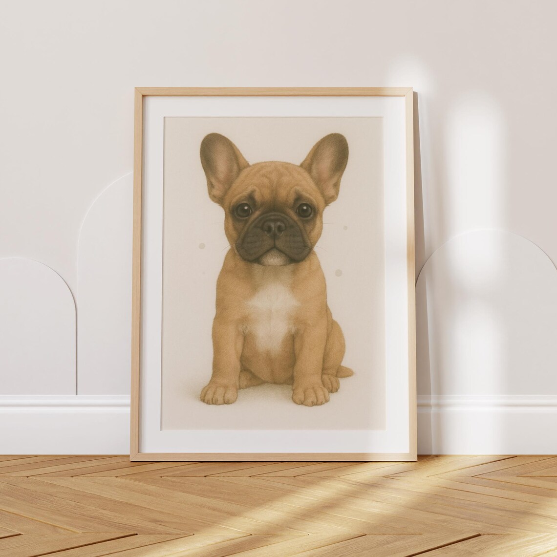 Cute French Bulldog Puppy Portrait Dog Lover Nursery Kids Room Poster