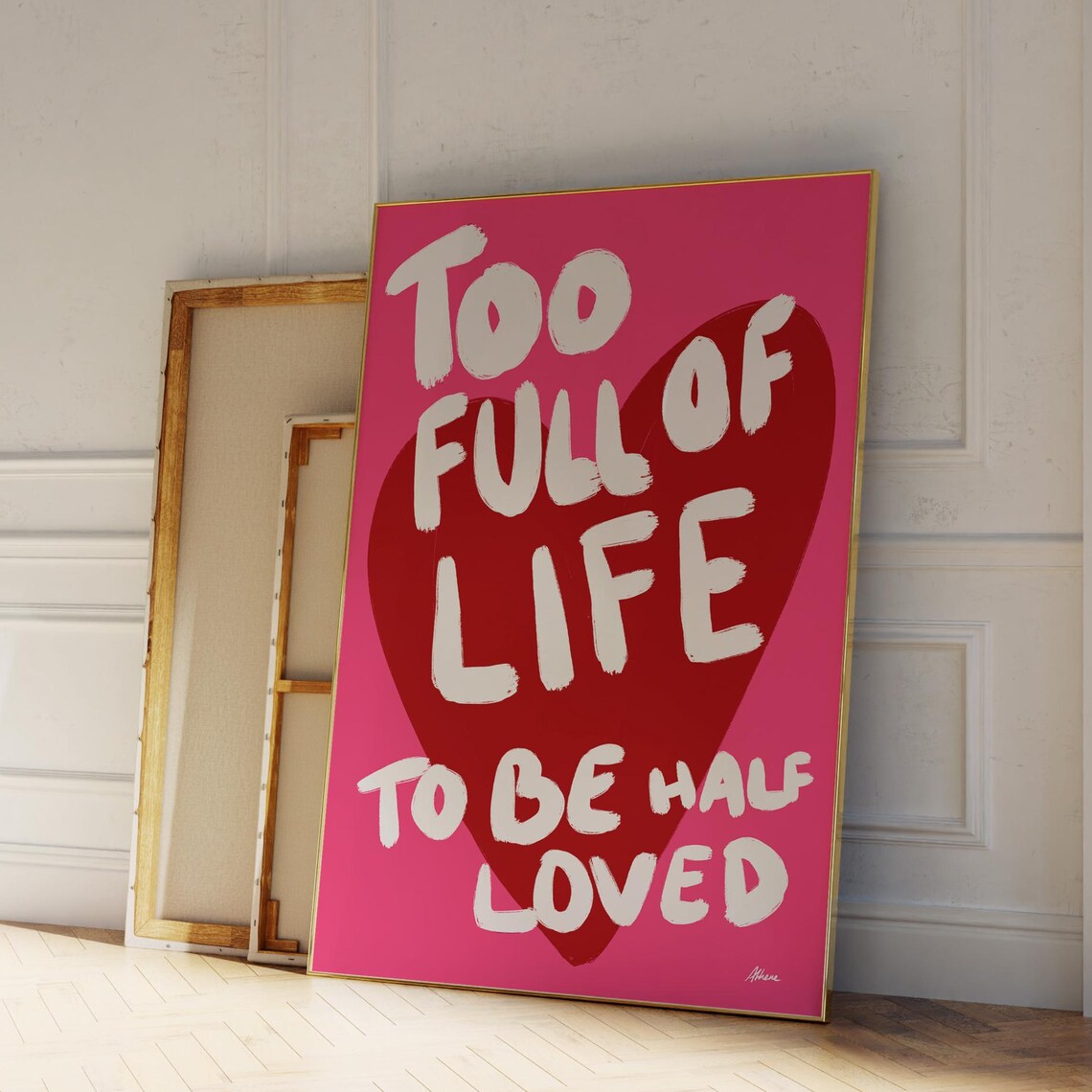Too Full Of Life Hearts Doodle Art Print