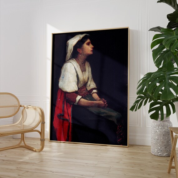 William Morris Hunt Italian Girl 1867 Vintage Seated Portrait Painting Poster