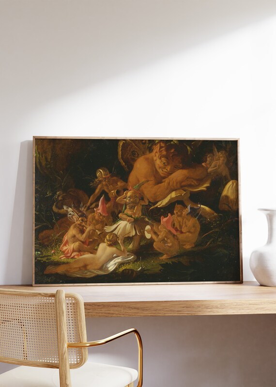 Paton Puck And Fairies Midsummer Night Dream Vintage Art Poster