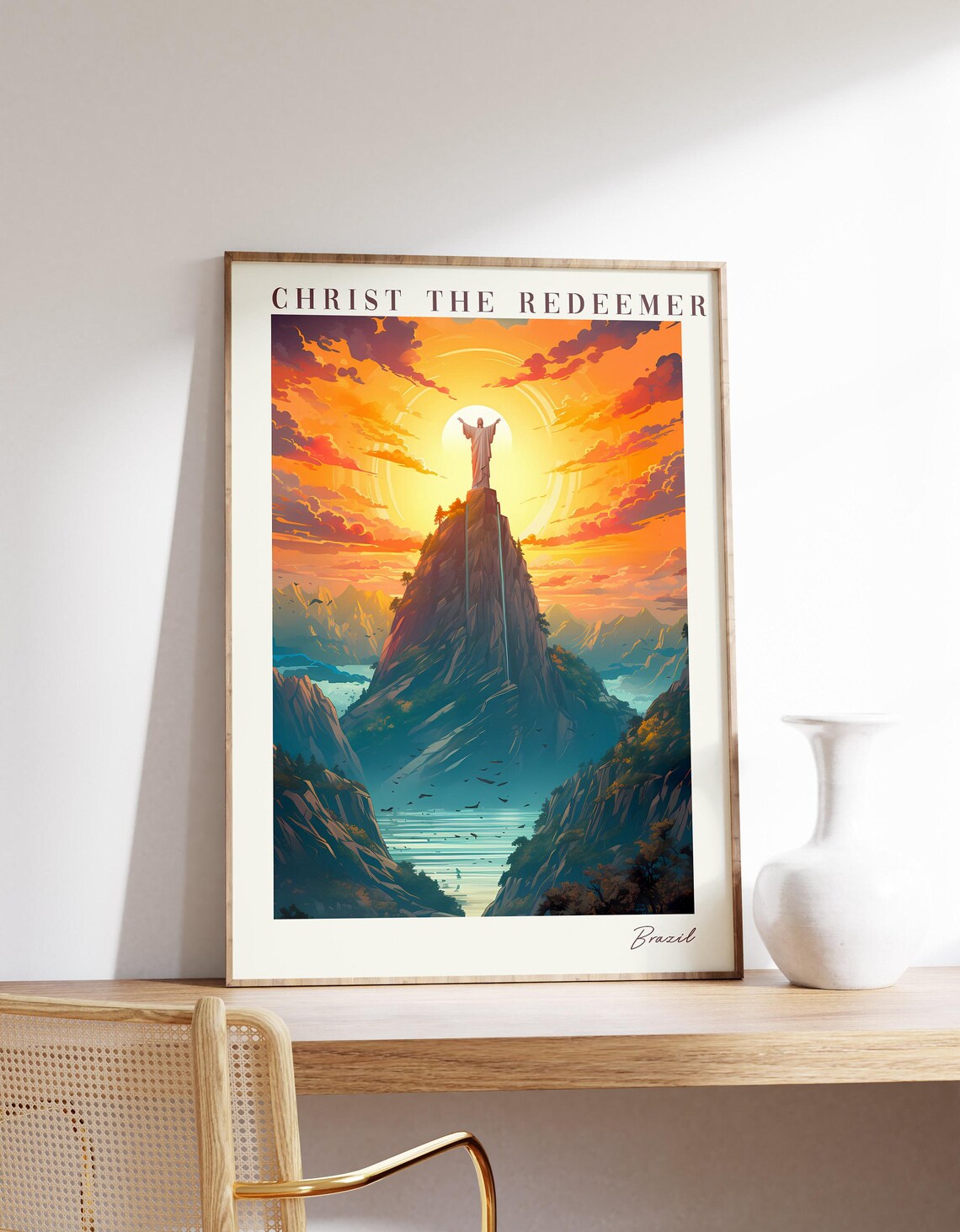 Christ The Redeemer Travel Poster, Brazil Decor