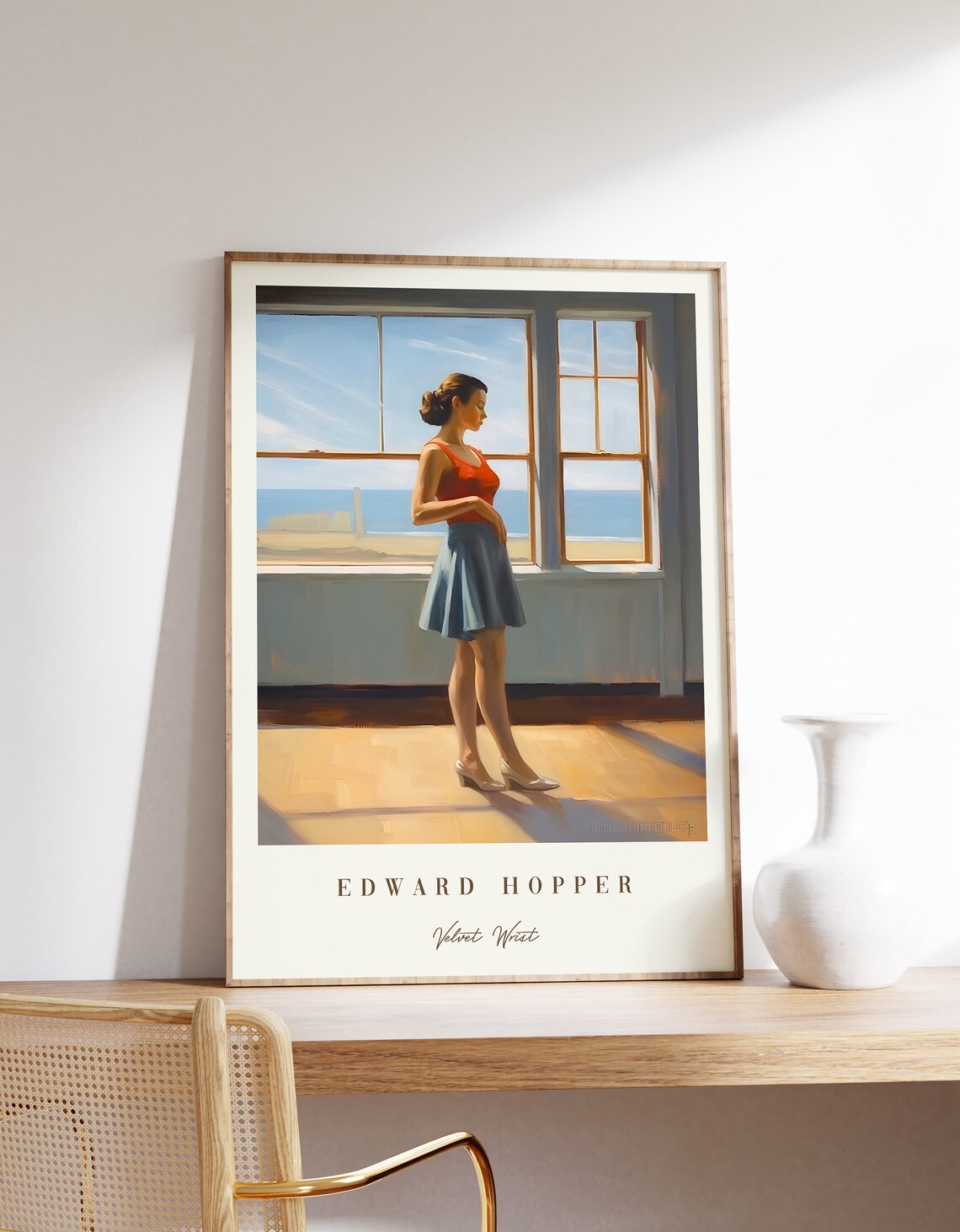 Edward Hopper Velvet Wrist Woman at Seaside Window Painting Poster