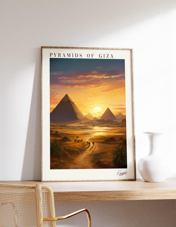 Pyramids Of Giza Travel Poster Egypt Decor Print
