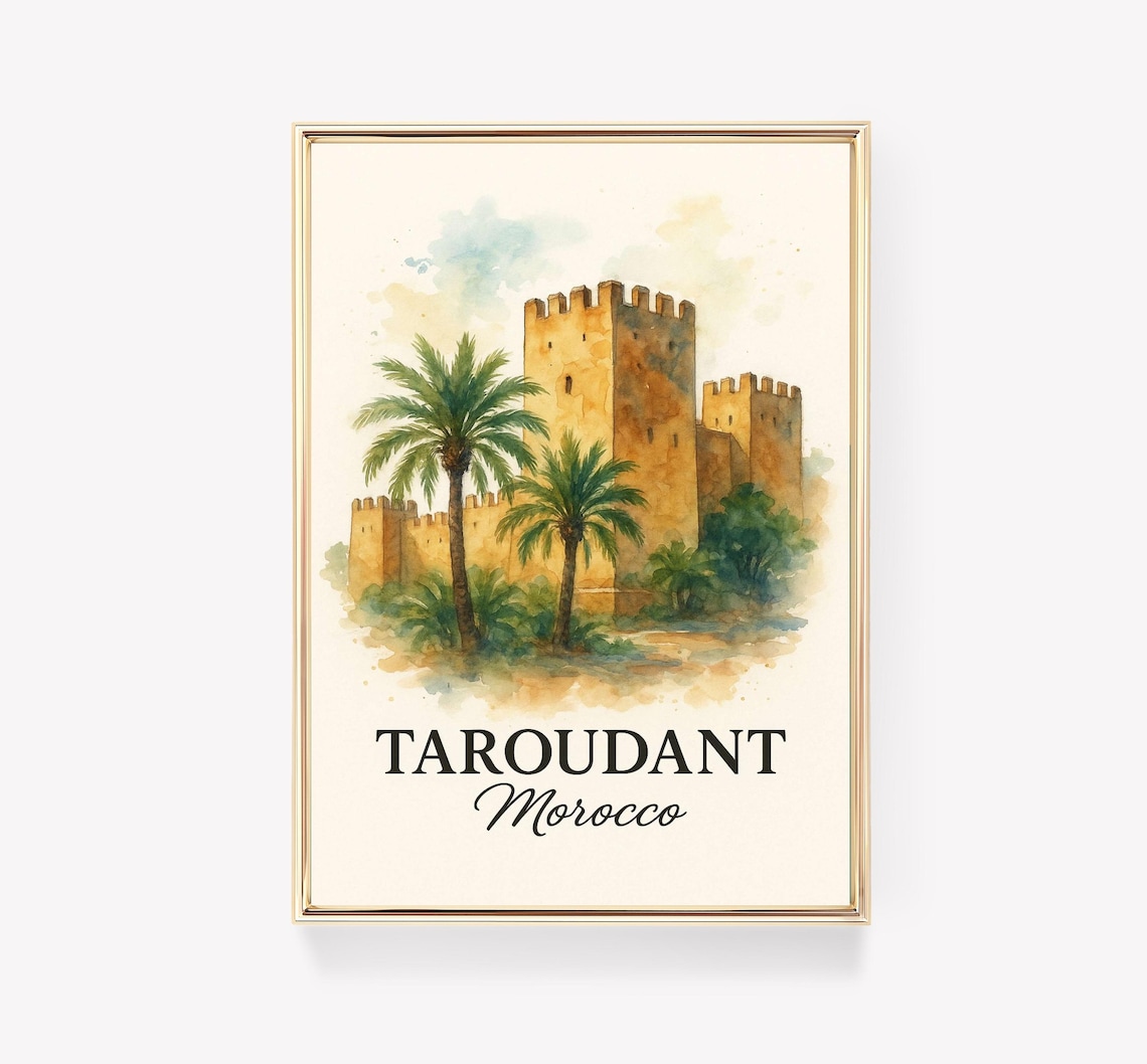 Taroudant Vintage Travel Poster, Morocco Wall Art
