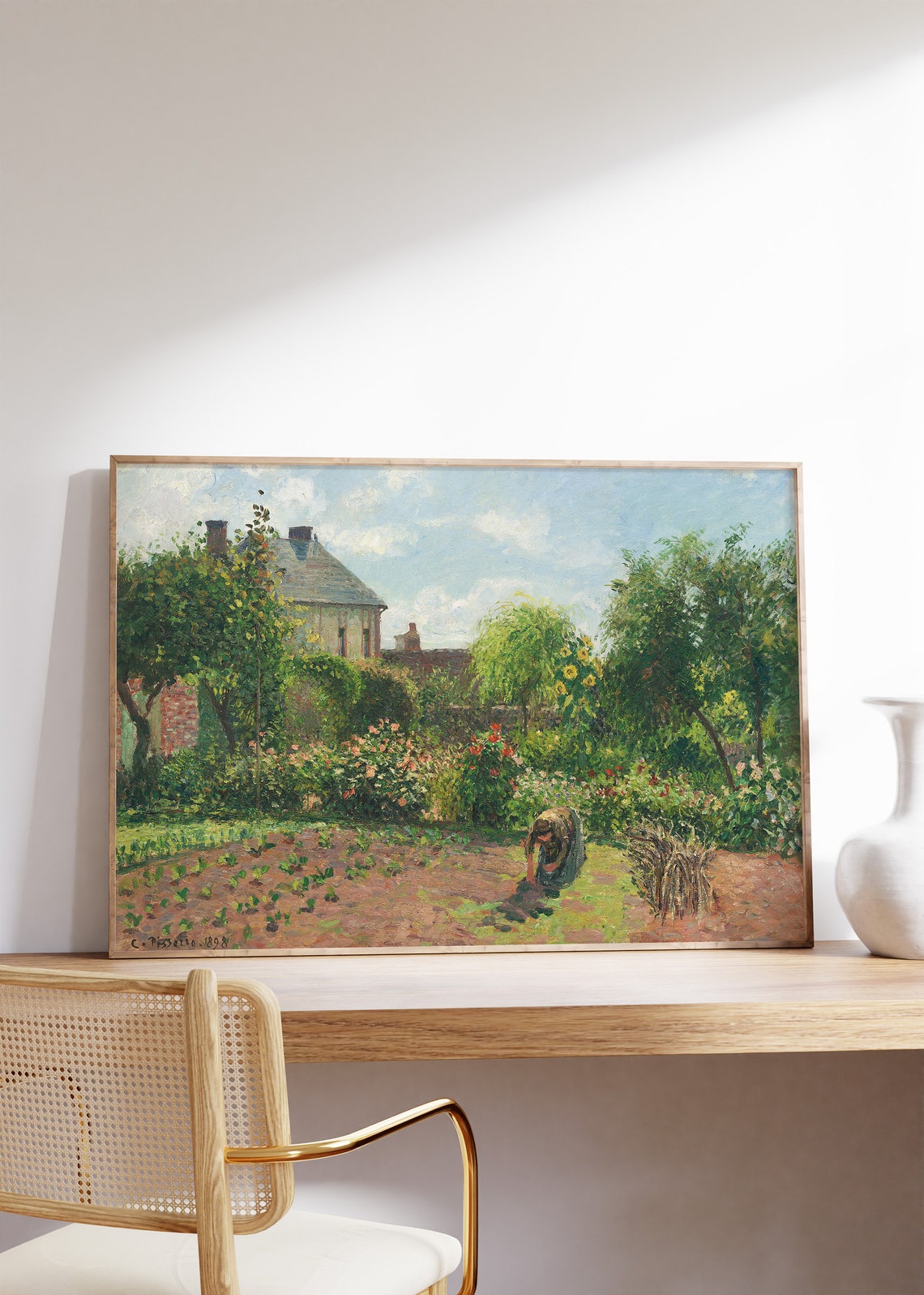 Camille Pissarro The Artists Garden At Eragny 1898 Vintage Poster Landscape Oil Painting Scenery Print Apartment Wall Art Decor