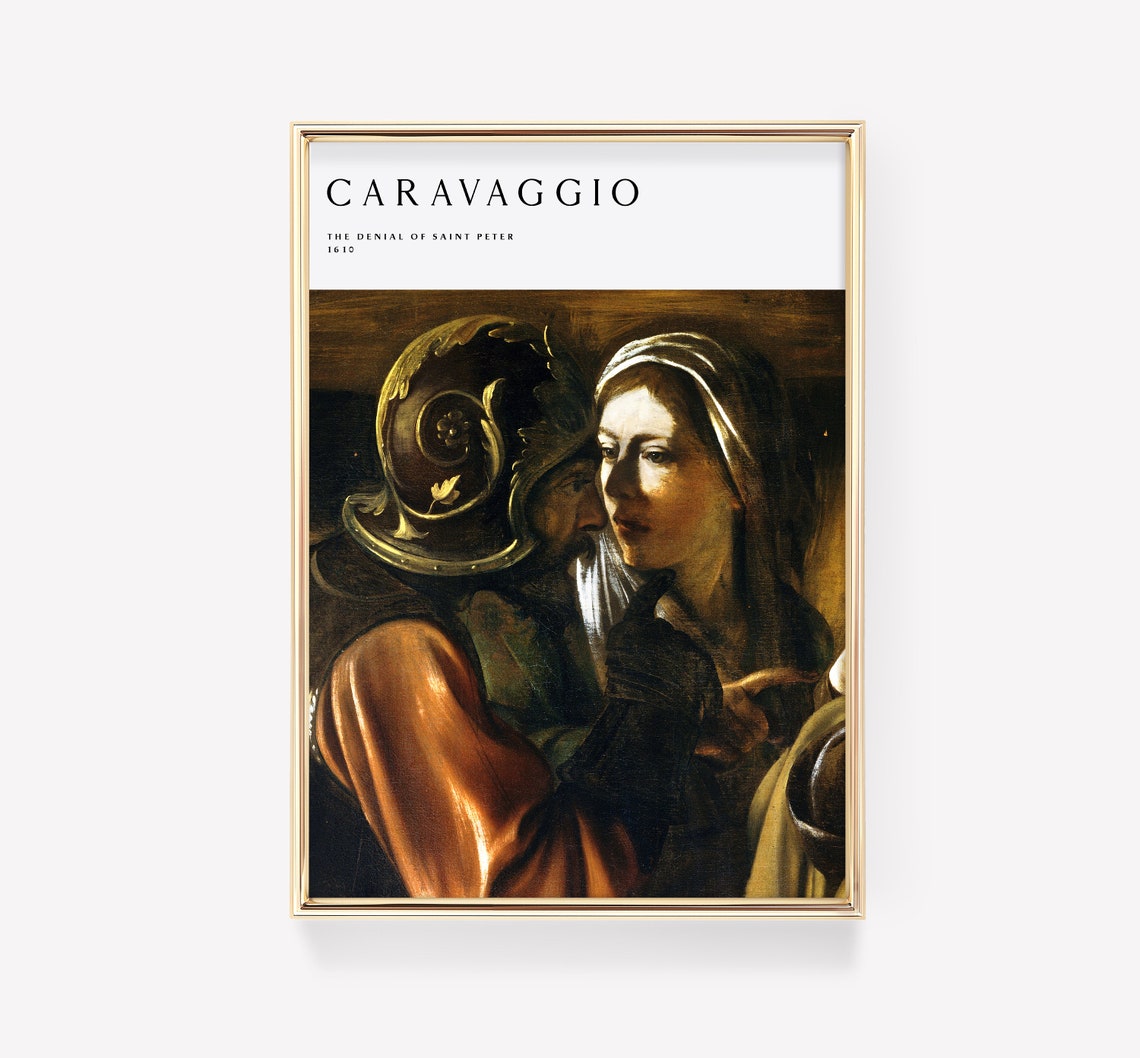 Caravaggio Denial Of Saint Peter 1610 White Header Gallery Poster