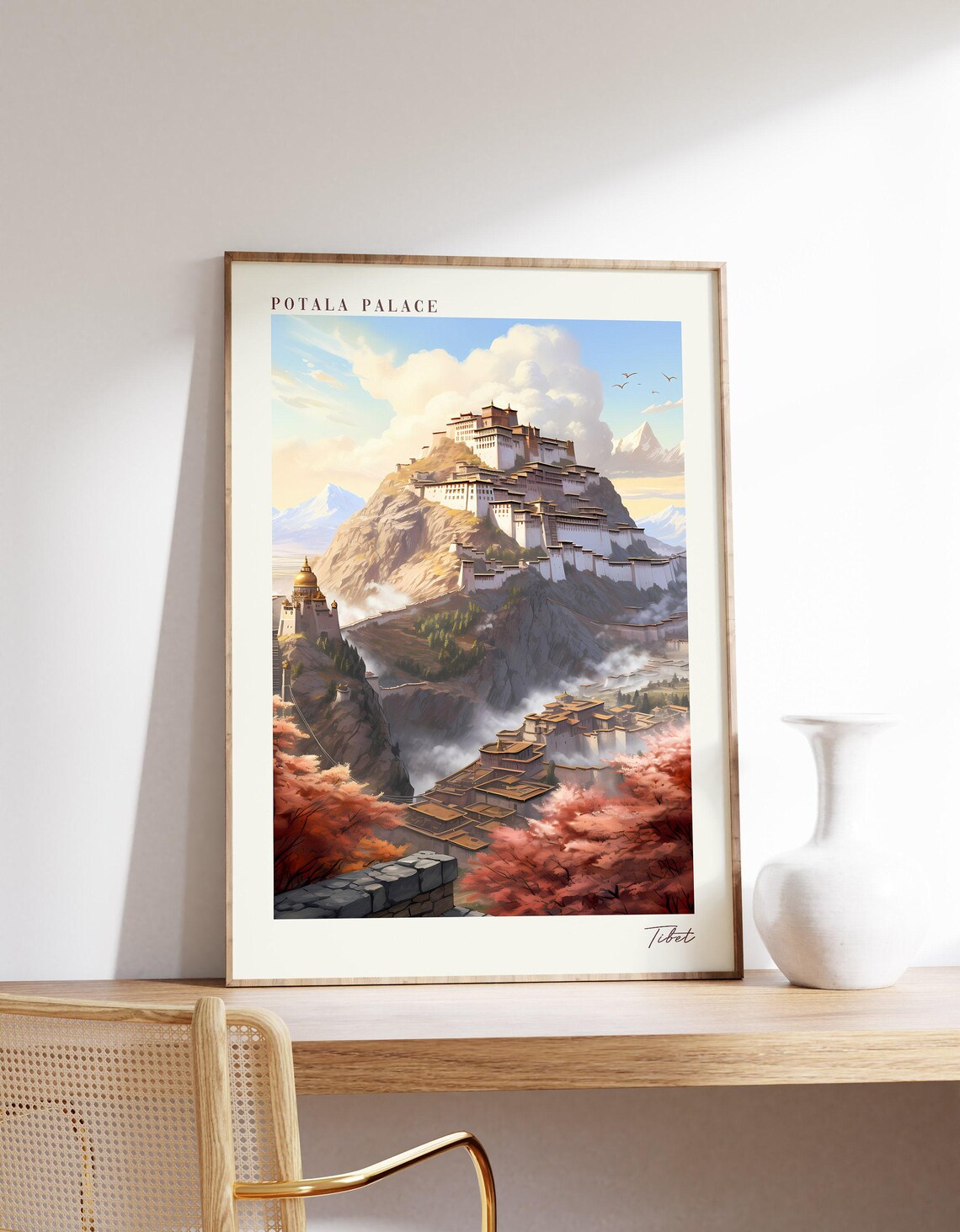 Potala Palace Travel Poster, Tibet Decor