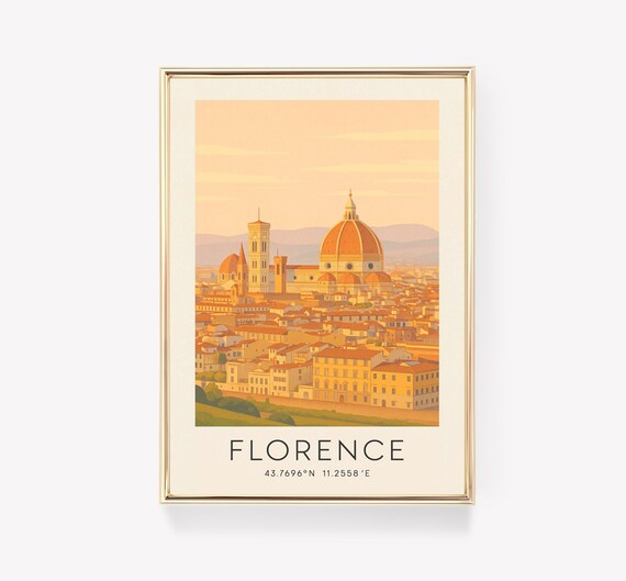 Florence Italy Duomo Cathedral Skyline Minimalist Travel Poster