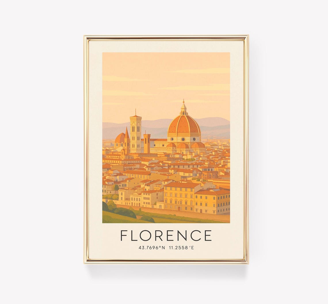 Florence Italy Duomo Cathedral Skyline Minimalist Travel Poster