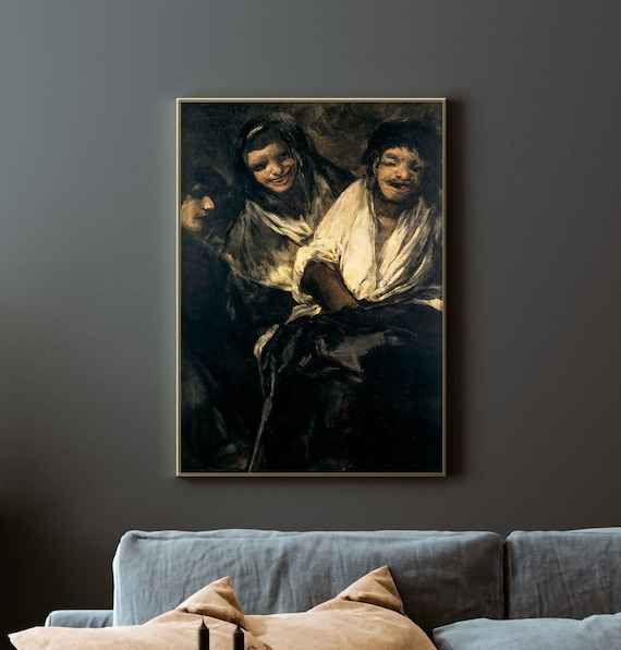 Francisco Goya Man Mocked By Two Women 1823 Painting Photo Poster Print Art Gift Asylum Crazy Spooky Vintage Classic Dark Academia