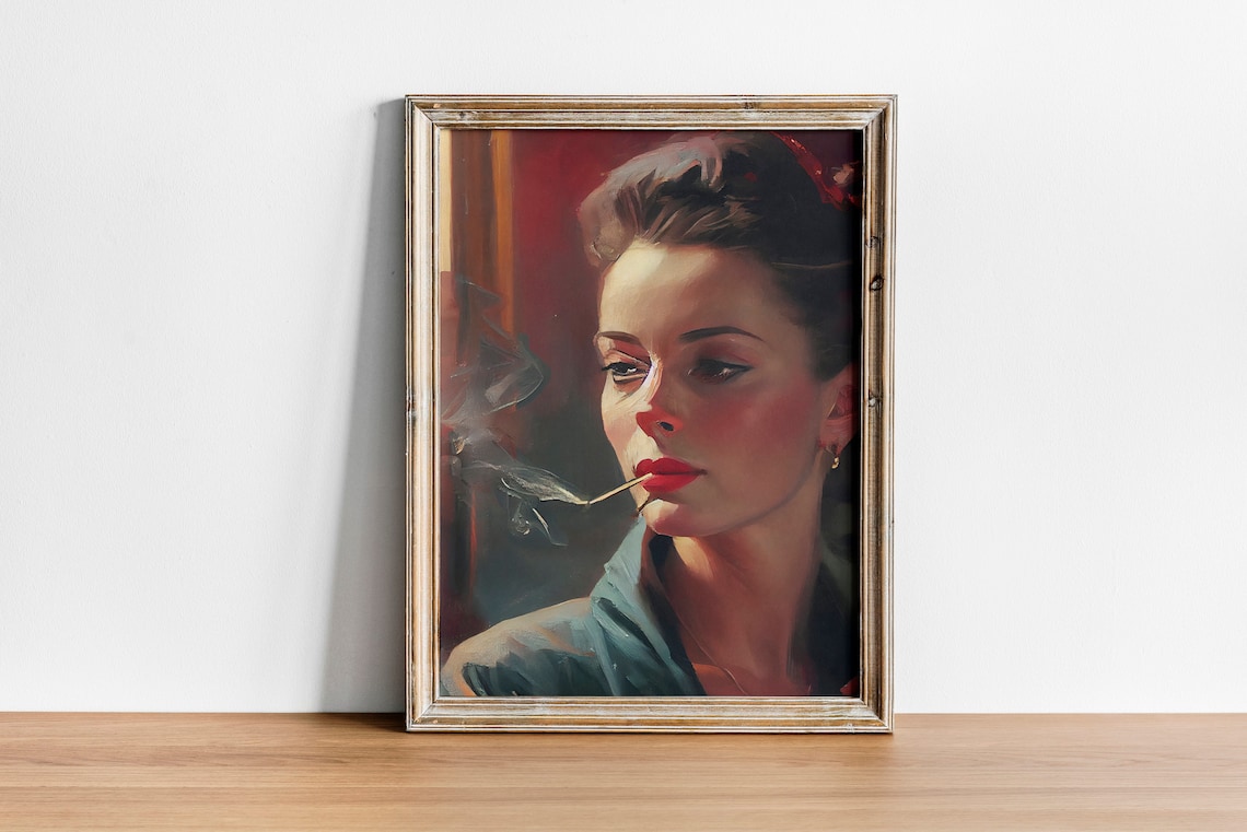 Vintage Woman Art Print, Abstract Modern Decor