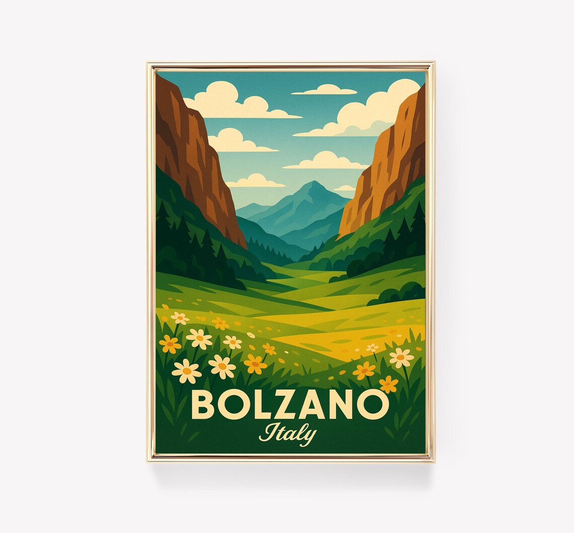 Bolzano Travel Poster, Italian Wall Art Print