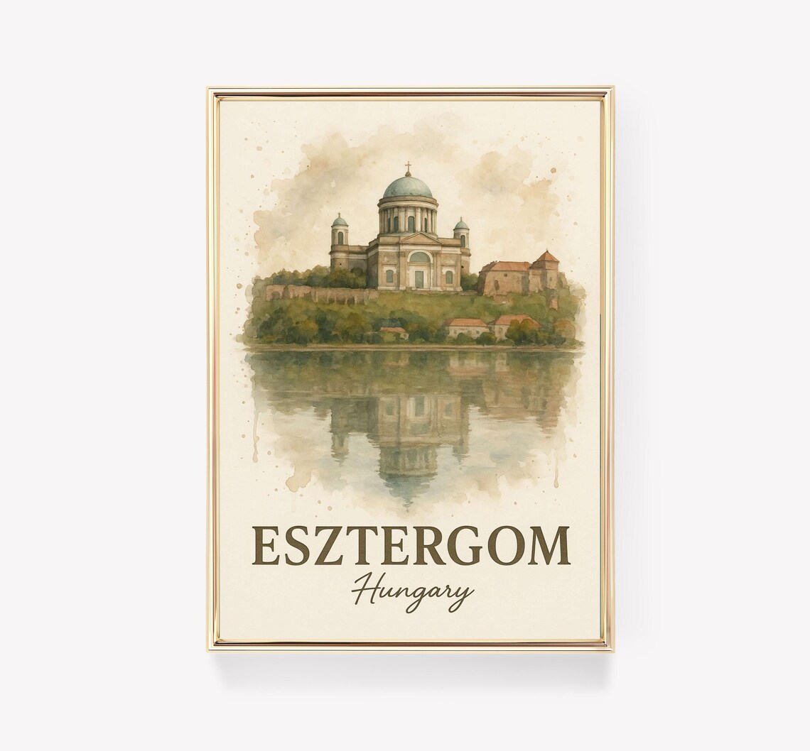 Esztergom Vintage Travel Poster, Hungary