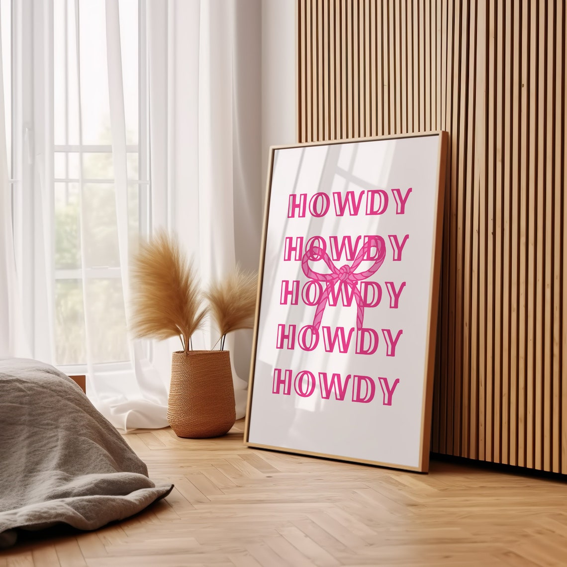 Howdy Pink Typography Western With Lasso Bow Cowgirl Charm Poster - Image 3