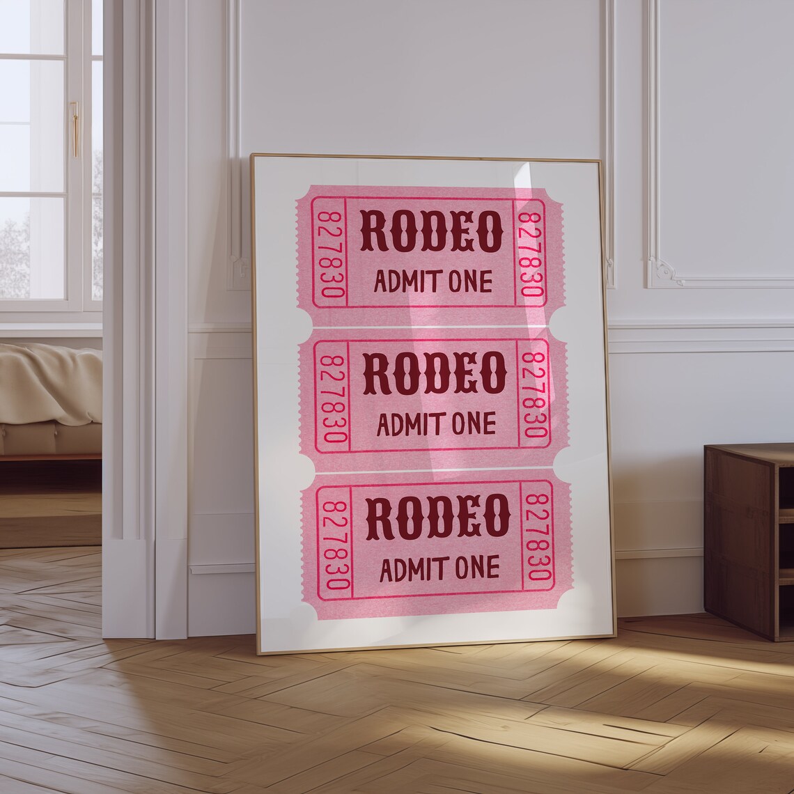 Rodeo Ticket Retro Western Wall Art Print