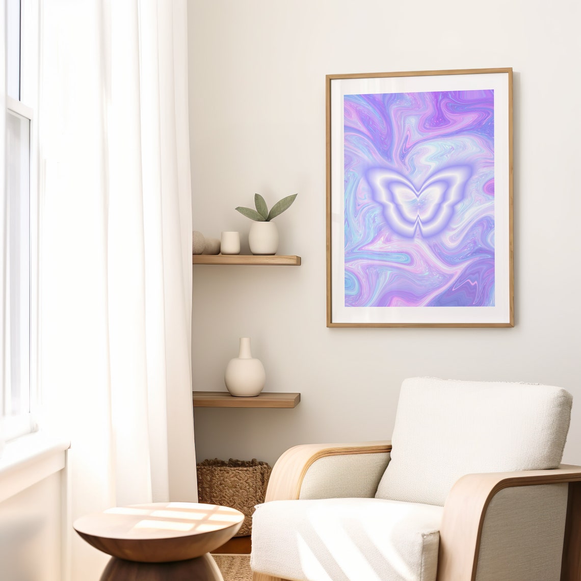 Purple Butterfly Aura Pastel Gradient Trendy Aesthetic Poster - Image 3