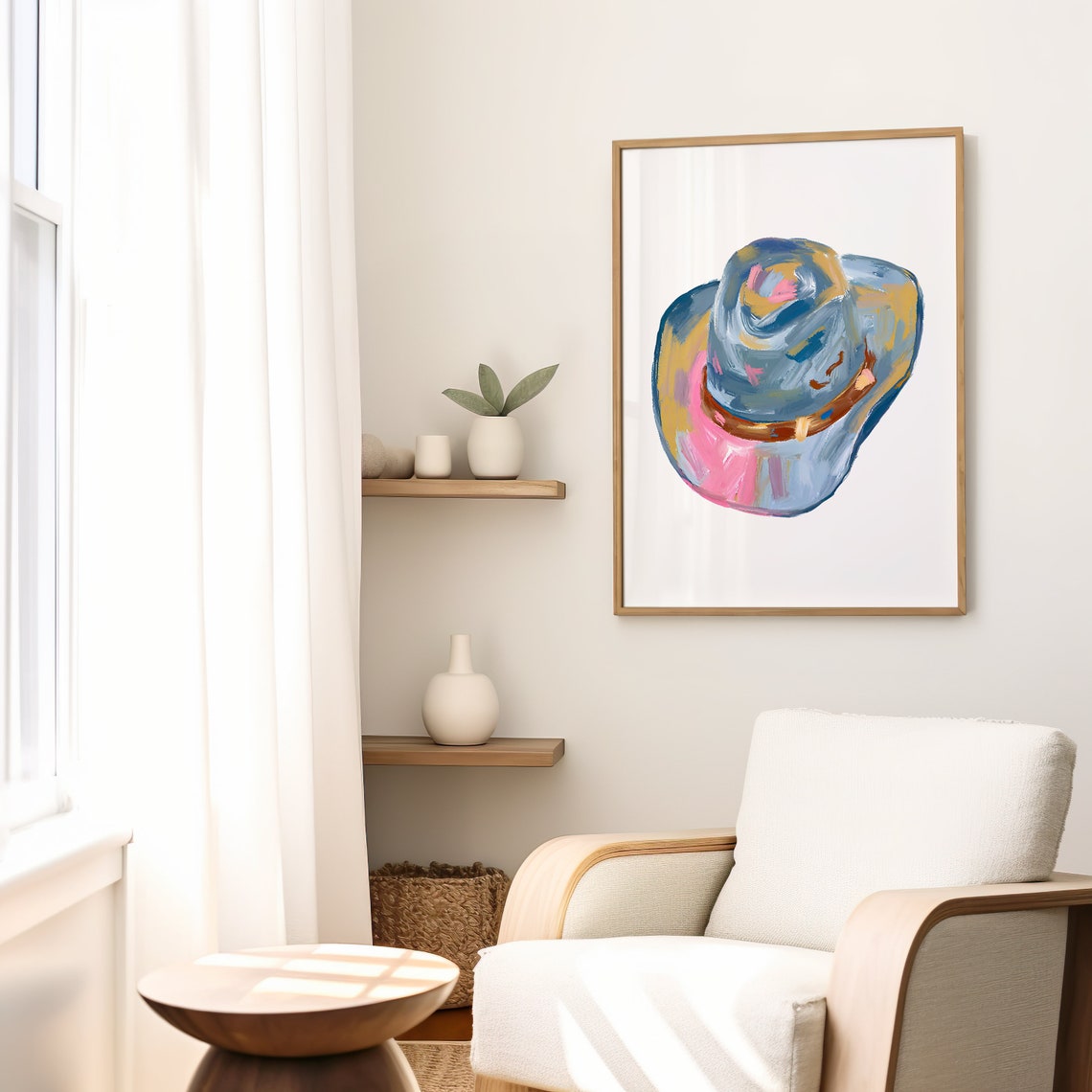 Colorful Cowboy Hat Top View Painterly Brushstroke Art Poster - Image 2
