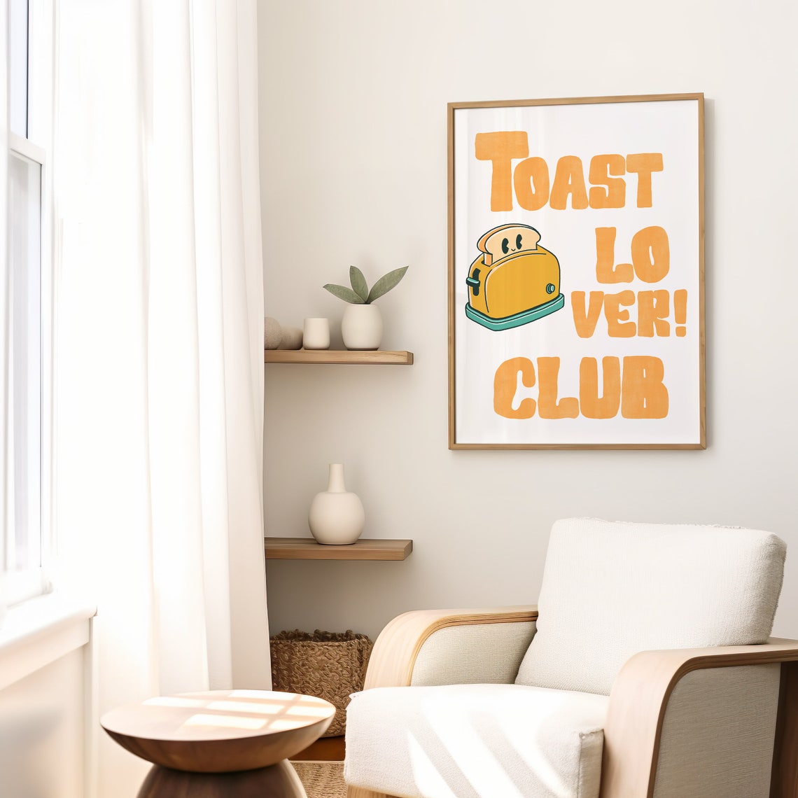 Toast Lover Club Cute Toaster Retro Kitchen Typography Poster - Image 2