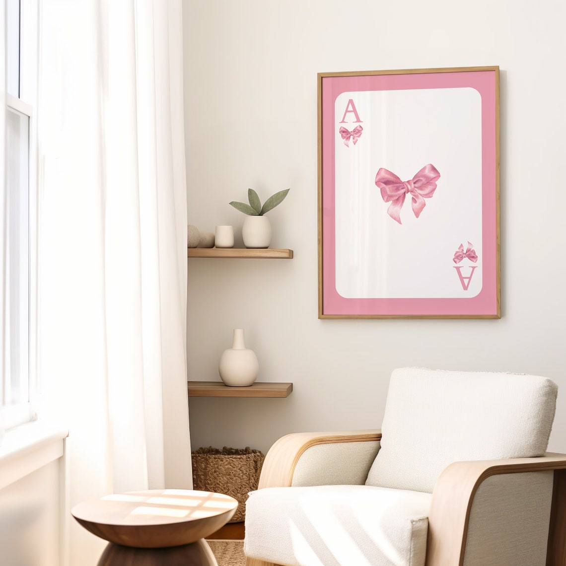 Pink Bow Ace Playing Card Preppy Coquette Girly Decor Poster - Image 2