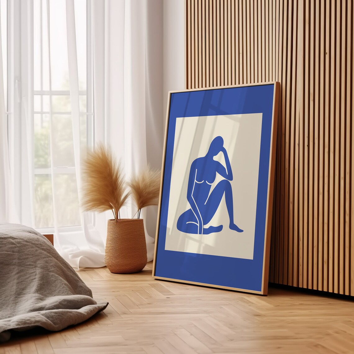 Matisse Style Blue Nude Woman Cut Paper Abstract Figurative Art Poster - Image 3