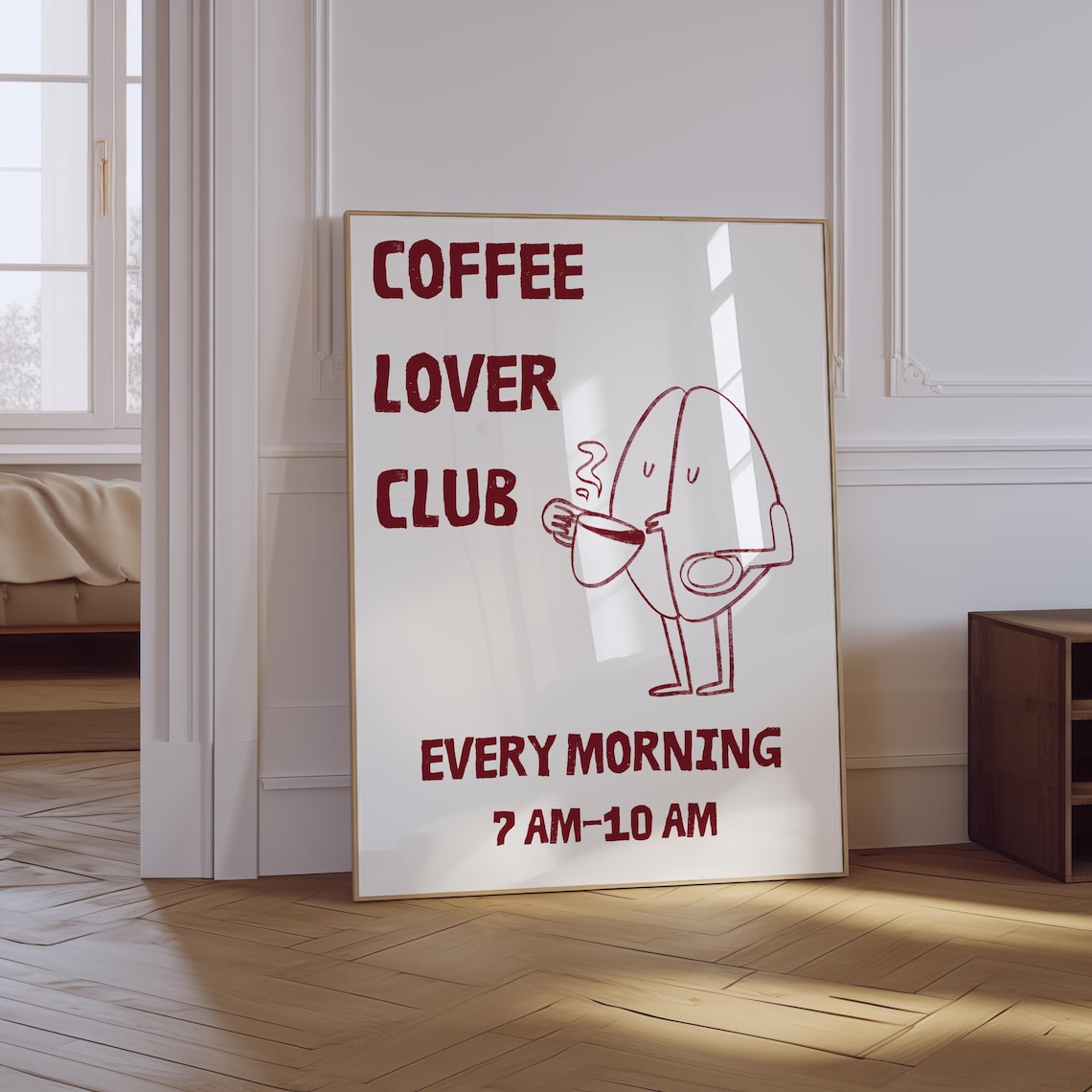 Coffee Lover Club Cute Retro Typography Morning Kitchen Poster