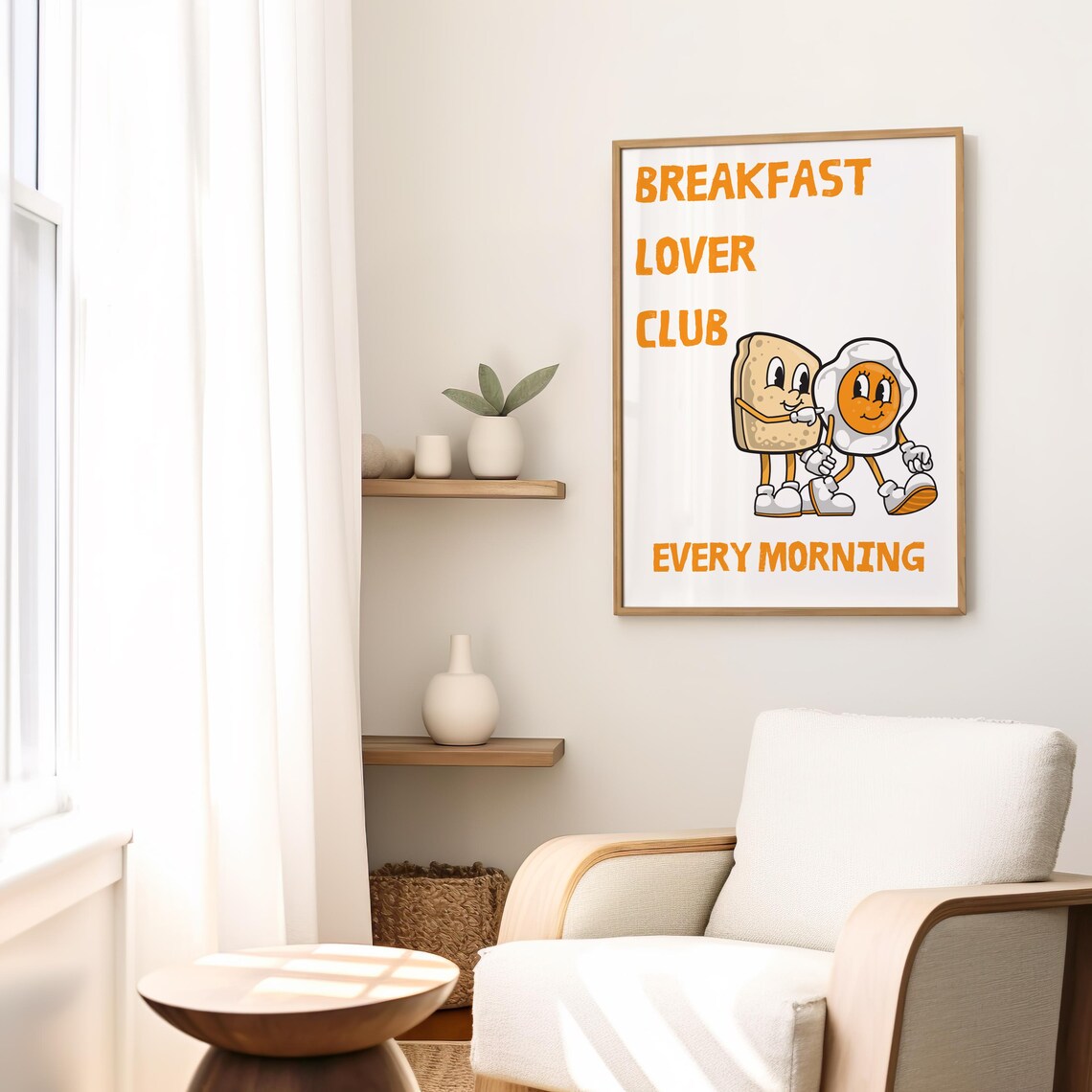 Breakfast Lover Club Every Morning Retro Toast Egg Mascot Poster - Image 3