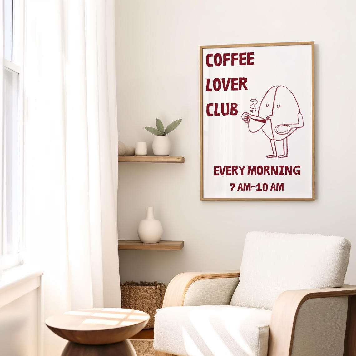 Coffee Lover Club Cute Retro Typography Morning Kitchen Poster - Image 3