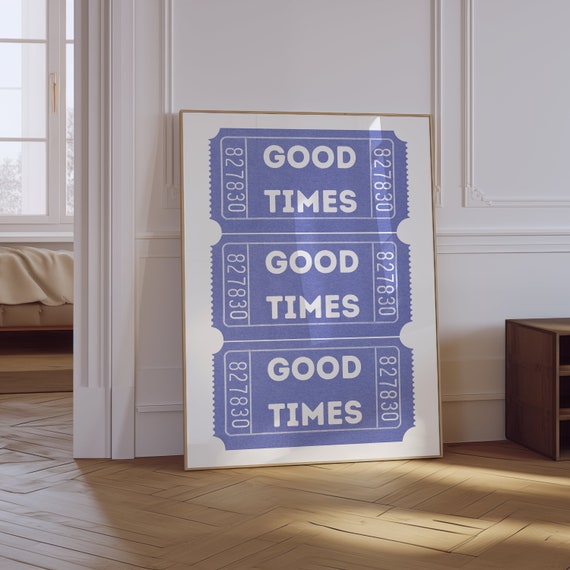 Good Times Ticket Print Trendy Wall Art Prints Retro Bar Cart Print Girly Purple Wall Art Retro Preppy Art Print Ticket Poster
