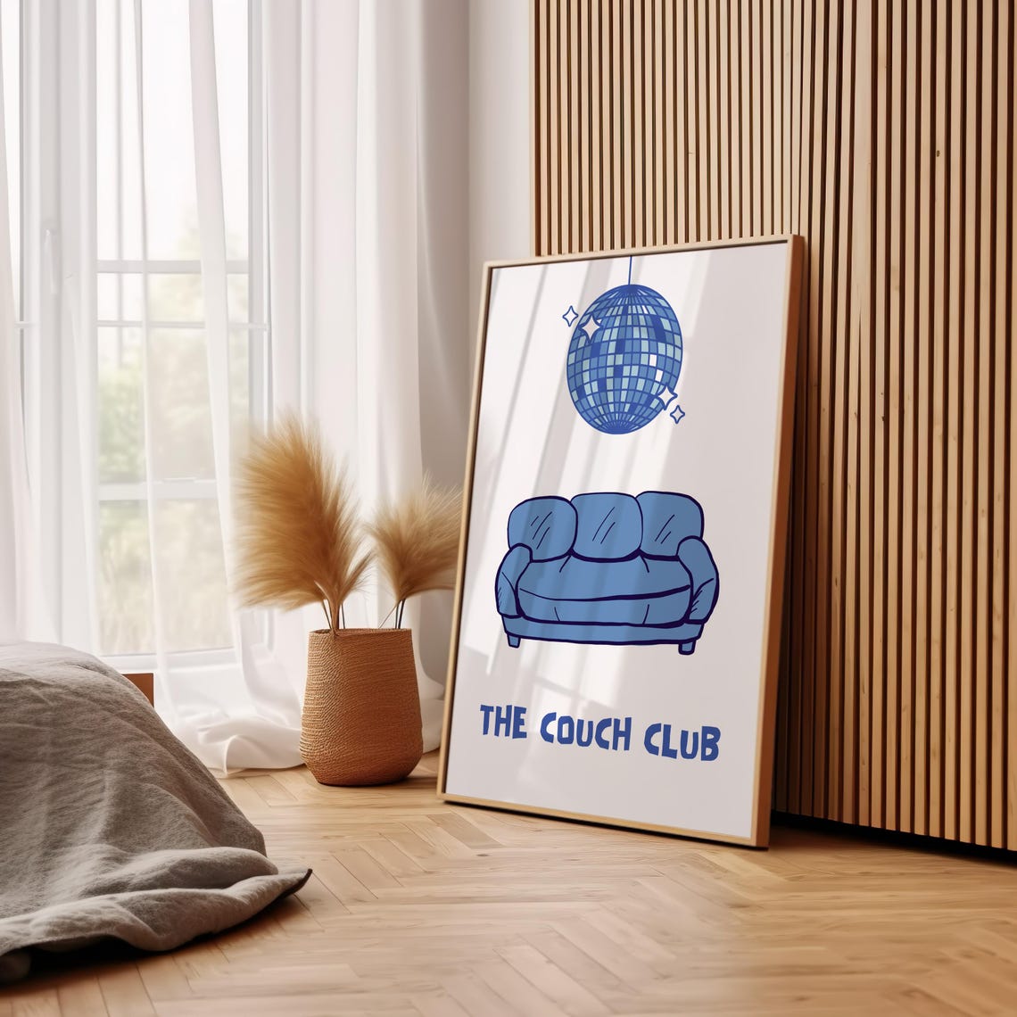 The Couch Club Disco Ball Blue Couch Retro Fun Quote Wall Art - Image 3