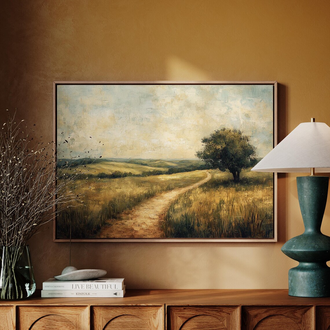 Winding Country Path, Rustic Landscape Art Print