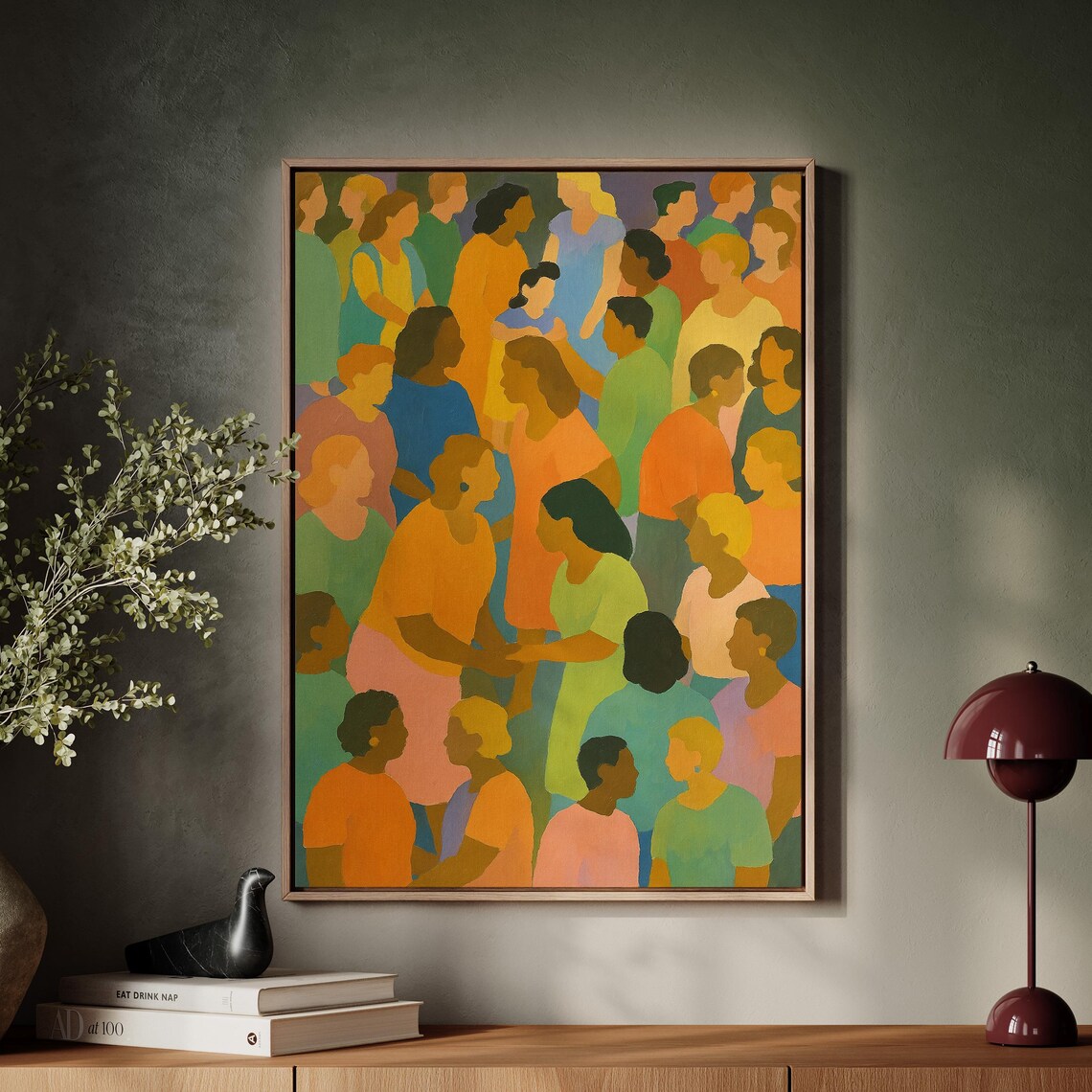 Community Gathering, Figurative Expressionist Painting