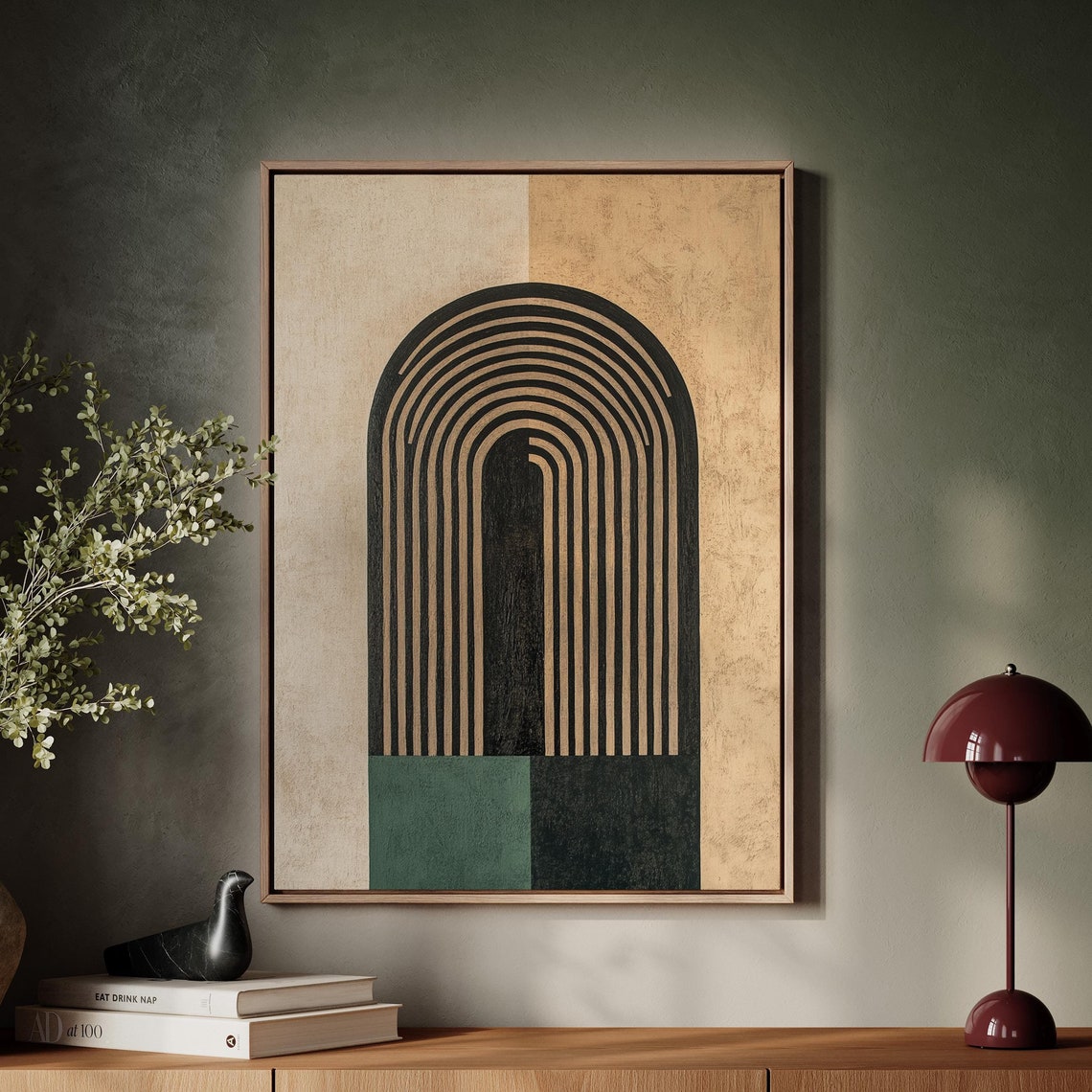 Modern Minimalist Archway With Bold Geometric Lines And Earth Toned Palette