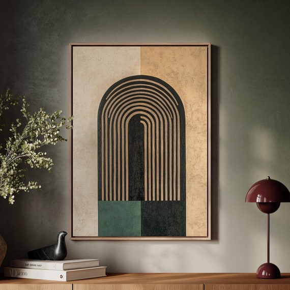 Modern Minimalist Archway With Bold Geometric Lines And Earth Toned Palette